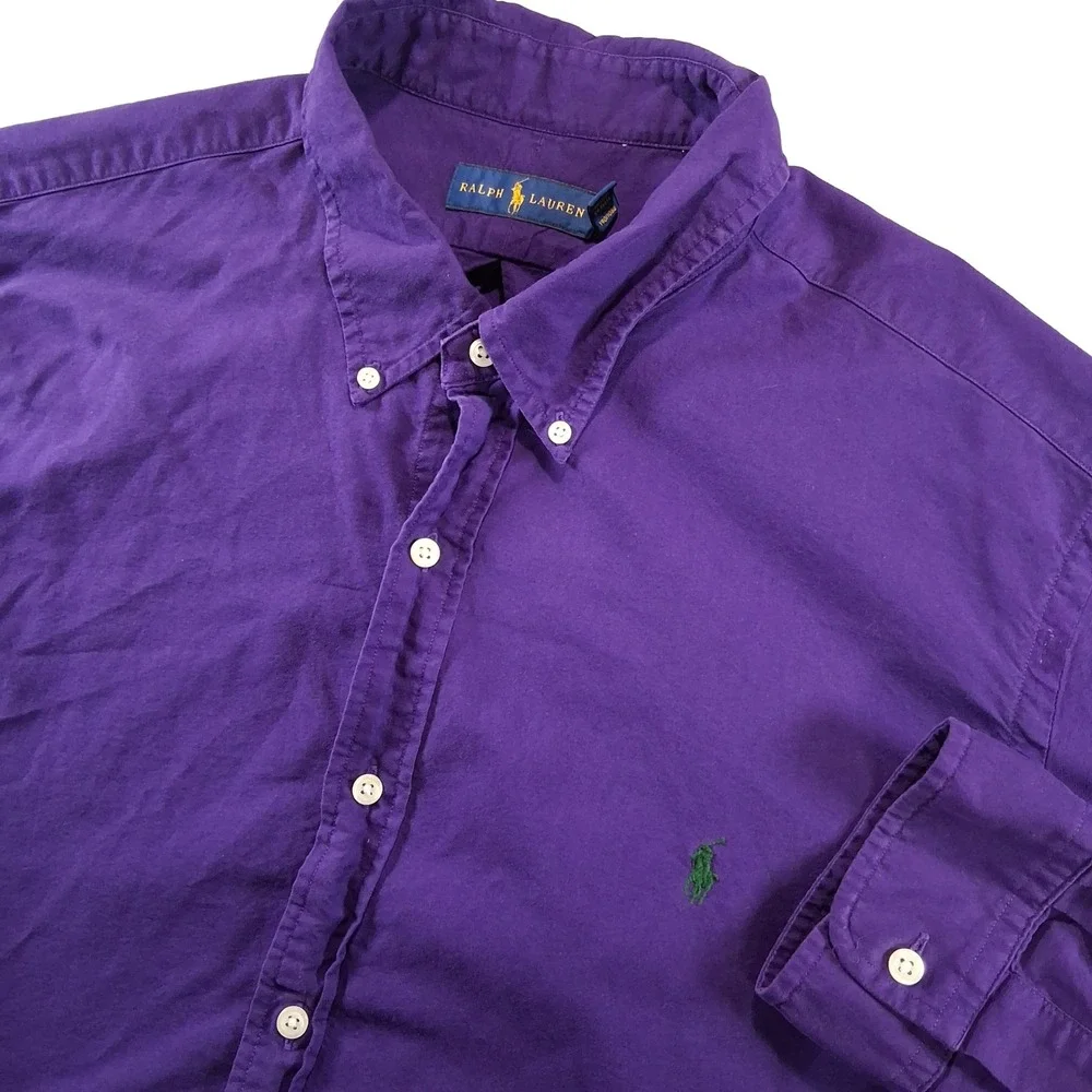 Polo Ralph Lauren Button Down Shirt XXL Purple Classic Pony Logo Long Sleeve